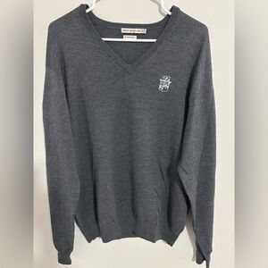 100% Fine Merino Wool Peter Millar Charcoal V-Neck Sweater Medium New